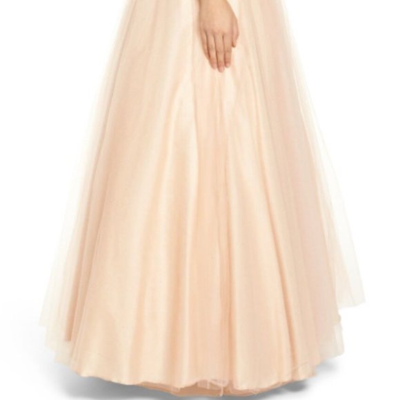 MAC DUGGAL CUTOUT BEADED BODICE BLUSH BALL-GOWN DrESS sz 14 - Picture 10 of 13